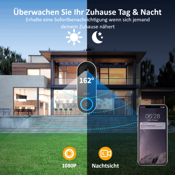 Versandrückläufer 360 D819 Smarte Video Türklingel mit Smartphone App *inkl. Cloudspeicher
