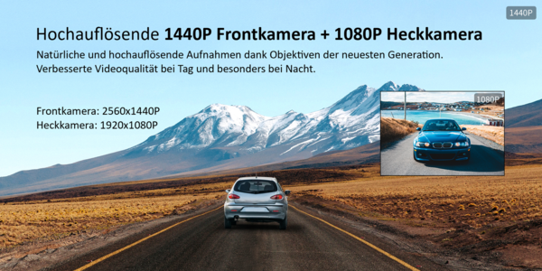 360 G500H Smarte Dashcam Autokamera Vorne + Hinten mit Smartphone App