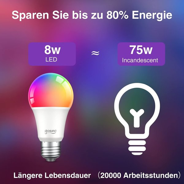 Gosund WB4 NiteBird Smarte WiFi LED Lampe E27 RGBCW farbig App